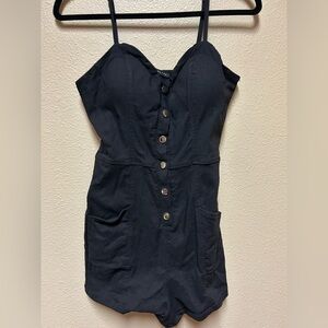 Haute Monde Black Button-Front Jumpsuit